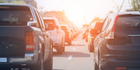 cars on a busy freeway